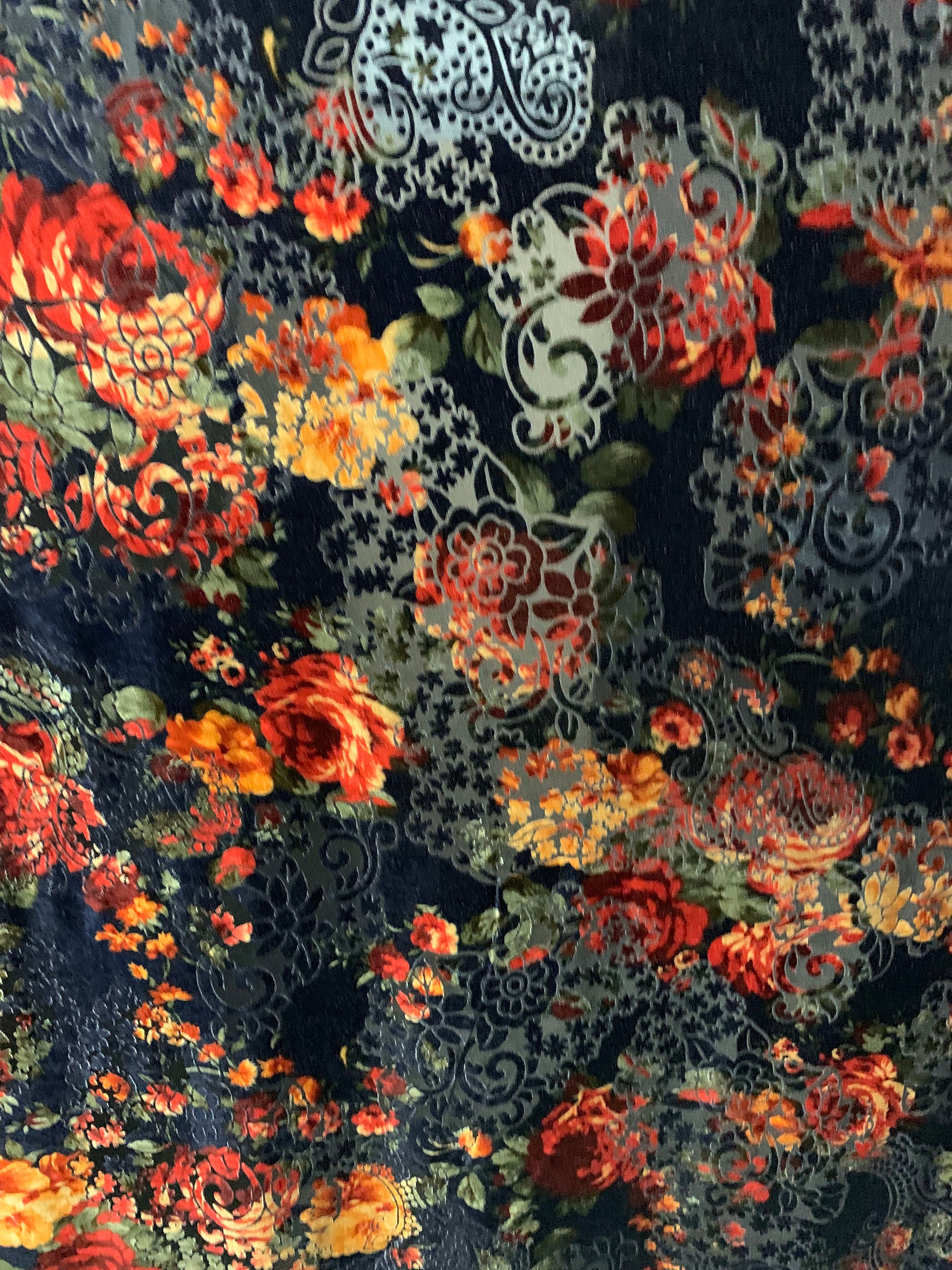 New burnout velvet exotic Flower design multicolor 4way | Etsy