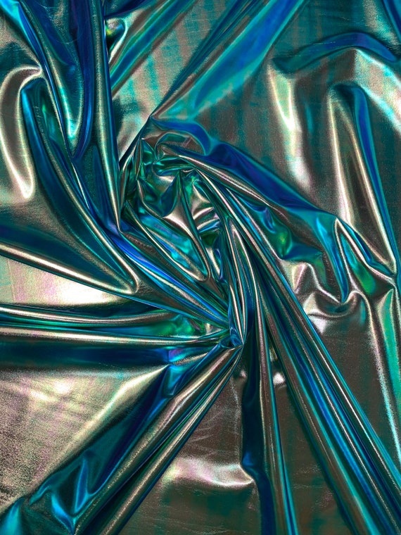 4-way Stretch Blue Mermaid Hologram Spandex Metallic Foil 