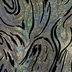 New shatter glass modern swirl design with silver glitter and black flocking metallic nylon spandex 4way stretch 58/60&quot; Sold by the YD.