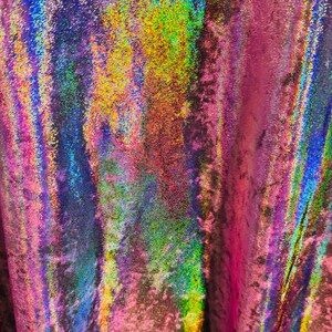 Foggy Foil Velvet Fabric - Yellow - Oil Slick 58/60