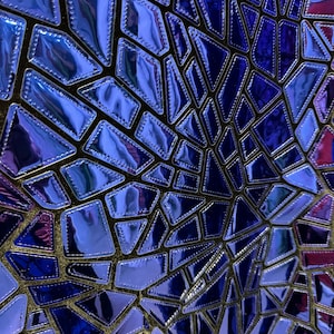 New Luxury shattered glass design metallic royal geometric embroidered on stretch velvet 2-way stretch 58/60”