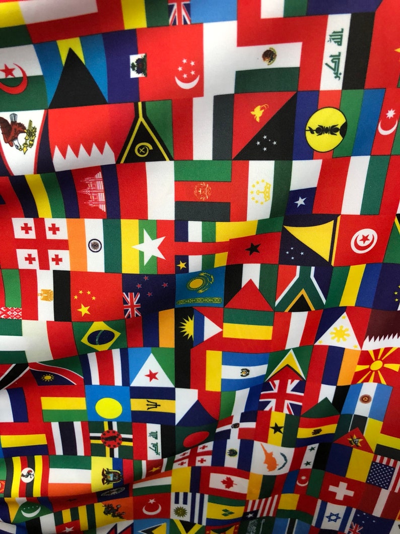 New International Multi Flags Design Printed on Nylon Spandex Etsy