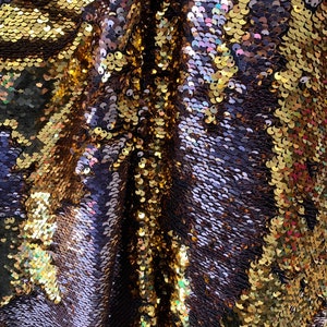 Nieuwe kleuren zeemeermin omkeerbare pailletten dubbele voorkant opklapbare pailletten-glimmende pailletten op spandex basis 2-way stretch 58/60&quot; Verkocht per jaar.