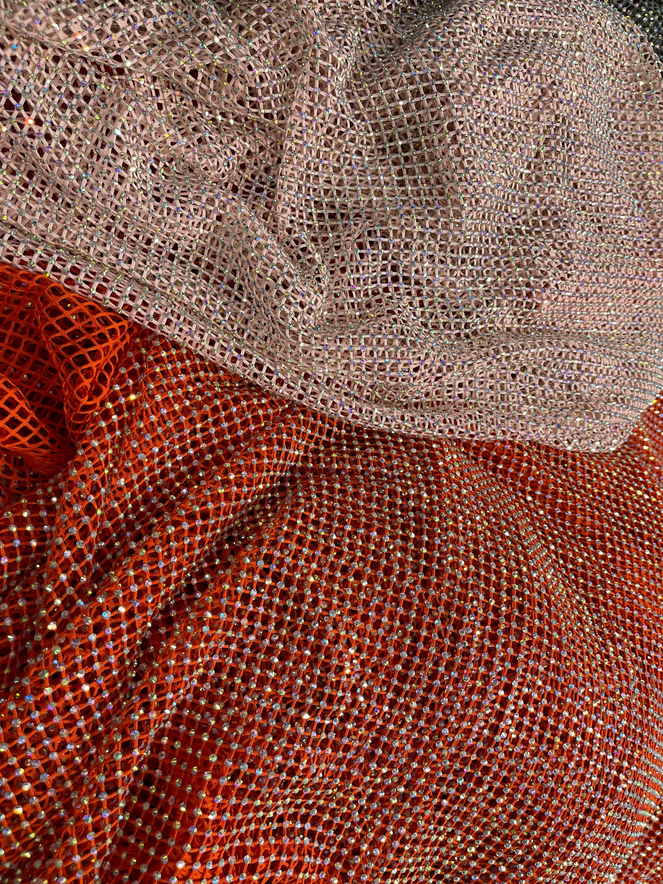 New Luxury Rhinestone Stretch Mesh Fabric 4-way Stretch 58/60” Sold by ...