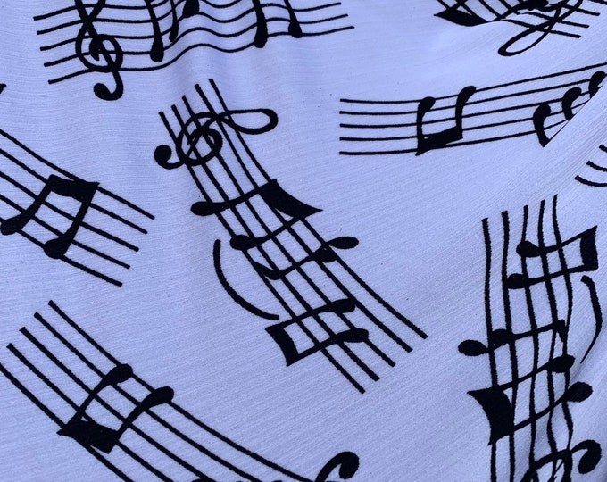 Music Notes Design Print on Heavy Nylon Spandex 4way Stretch 58/60 ...