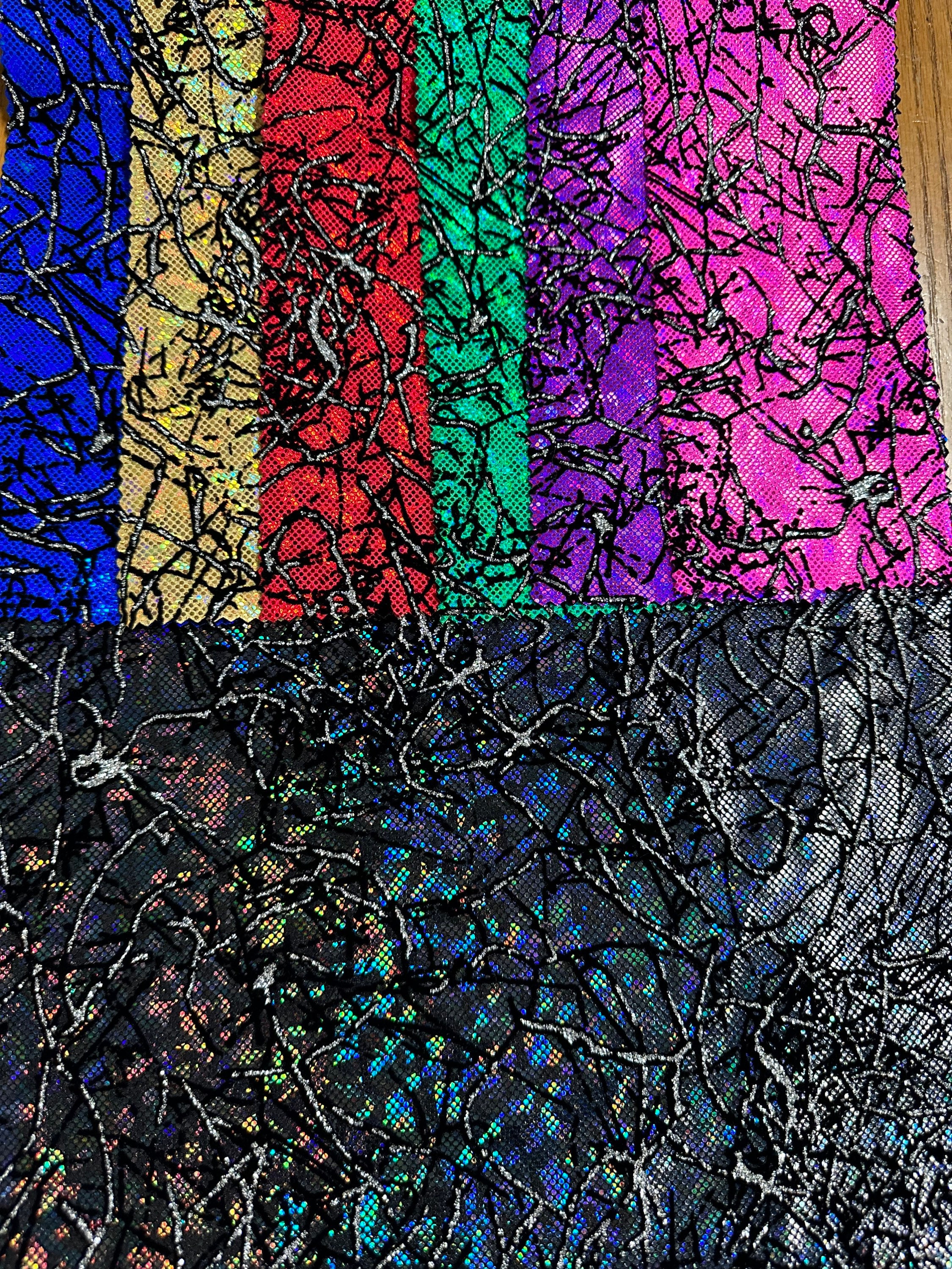 New Spider Abstract Design Metallic Shattered Glass With Flocking ...