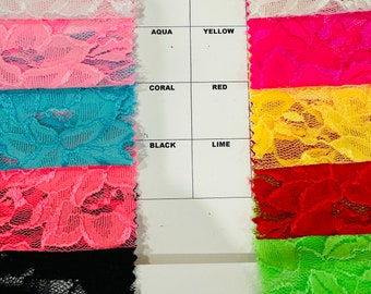 Luxury Romantic flower design stretch lace nylon spandex 4-way stretch 58/60” Sold by the YD.