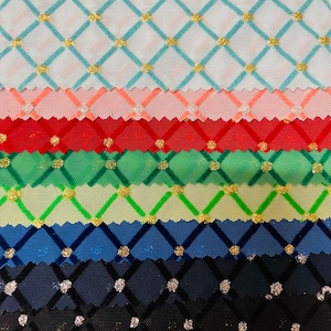 New Diamond flocking mesh with glitter nylon power mesh 4-way stretch 58/60” Sold by the YD. Ships Worldwide from Los Angeles California USA