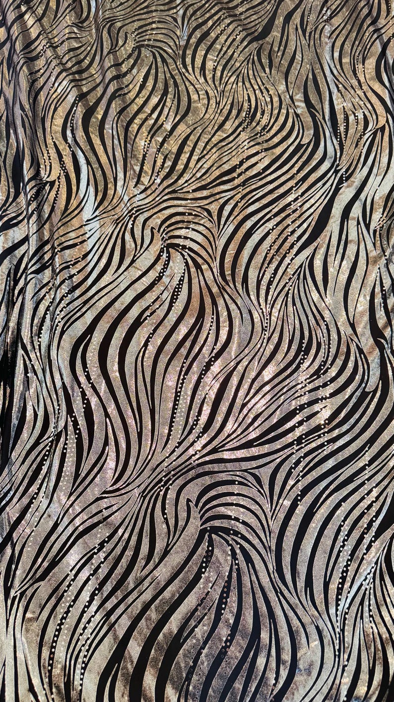 Shiny Zebra Ropets Zebra Metallic Design Poly Spandex W/exquisite Hologram Foil 2way ...