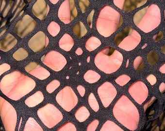 Black Fishnet  lacer cut design 4-way stretch nylon spandex 58/60” High quality fabrics by AlexLAFabrics