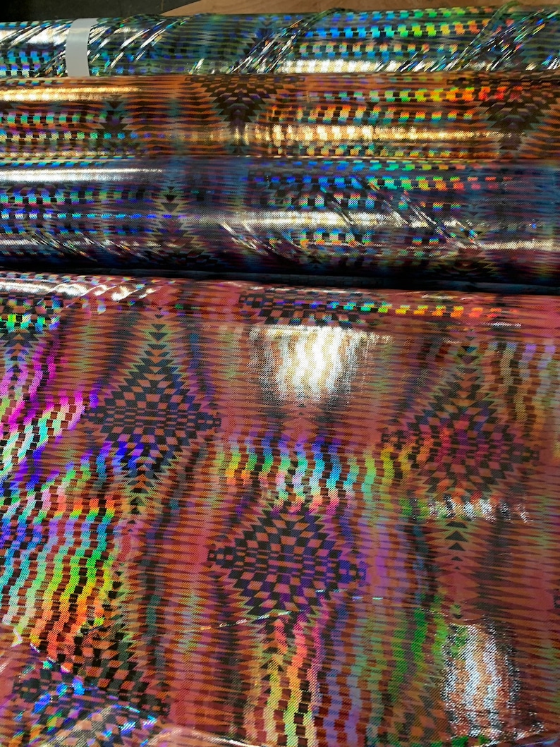 Ships worldwide from Los Angeles CA USA New 3D hologram diamond design iridescent metallic nylon spandex 4way stretch 5860 Sold by the YD