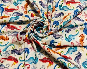 Seahorses colorful design print on best quality of nylon spandex 4-way stretch 58/60”