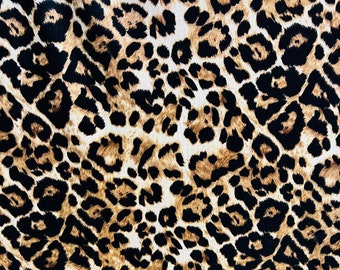 Leopard design Exotic animal print Taupe/Brown print on poly stretch velvet velour 2-way 58/60” Sold by the YD. Ships Worldwide from L.A