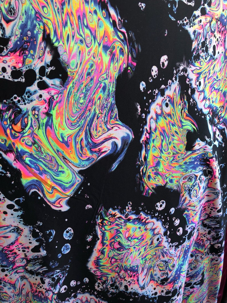 New UV Light Reflective Fabric Abstract Design on Heavy Nylon Etsy