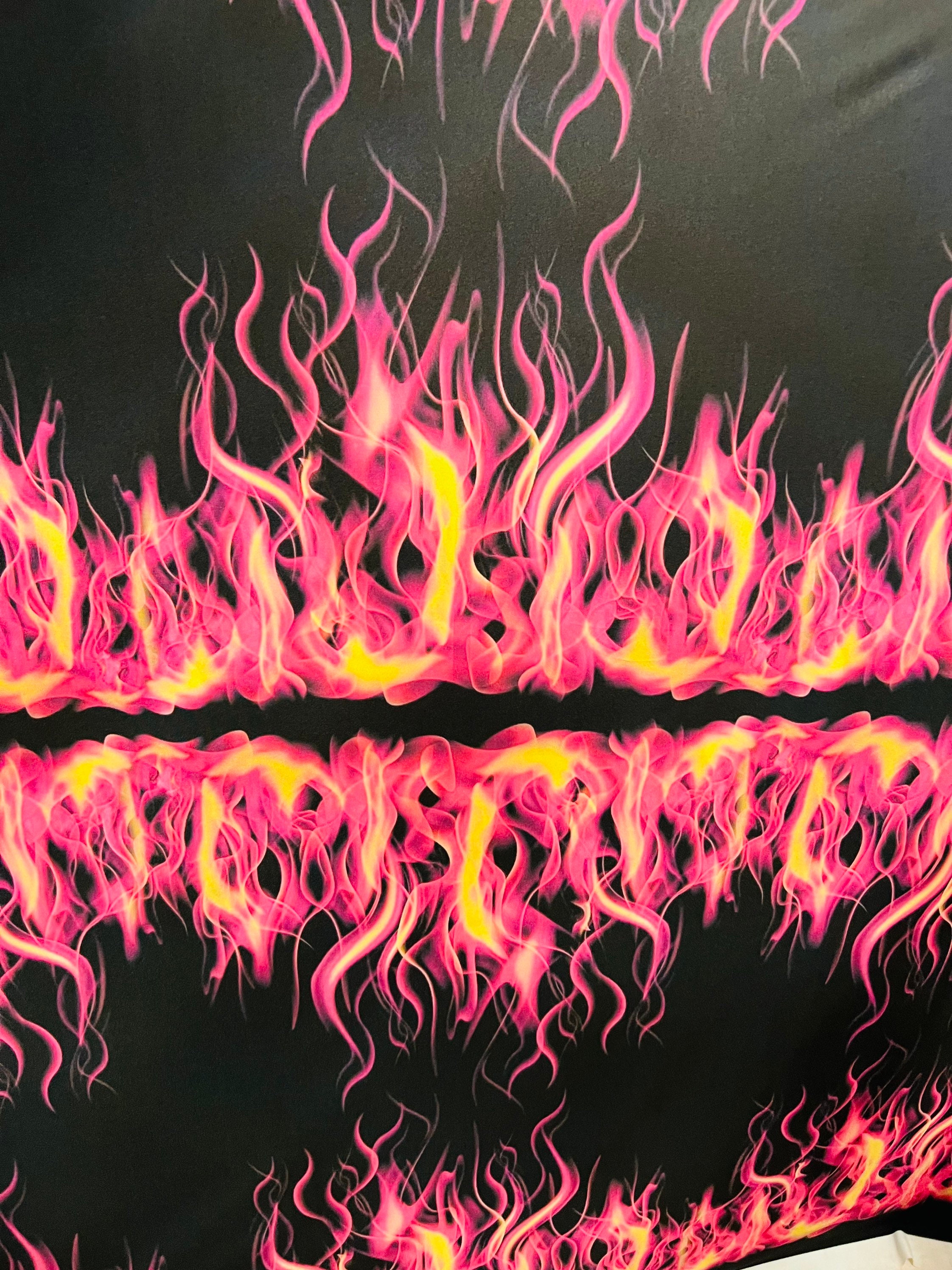 Flames Design Black/pink Fire Print on Great Quality of Poly 