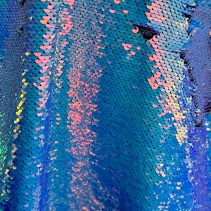 Mermaid sequins Iridescent white on spandex base 2-way stretch 58/60” High quality fabrics by AlexLAFabrics