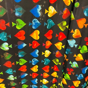 New Play-cards design print on Poly spandex light weight 4-way stretch 58/60” Sold by the YD. Ships Worldwide from Los Angeles California US