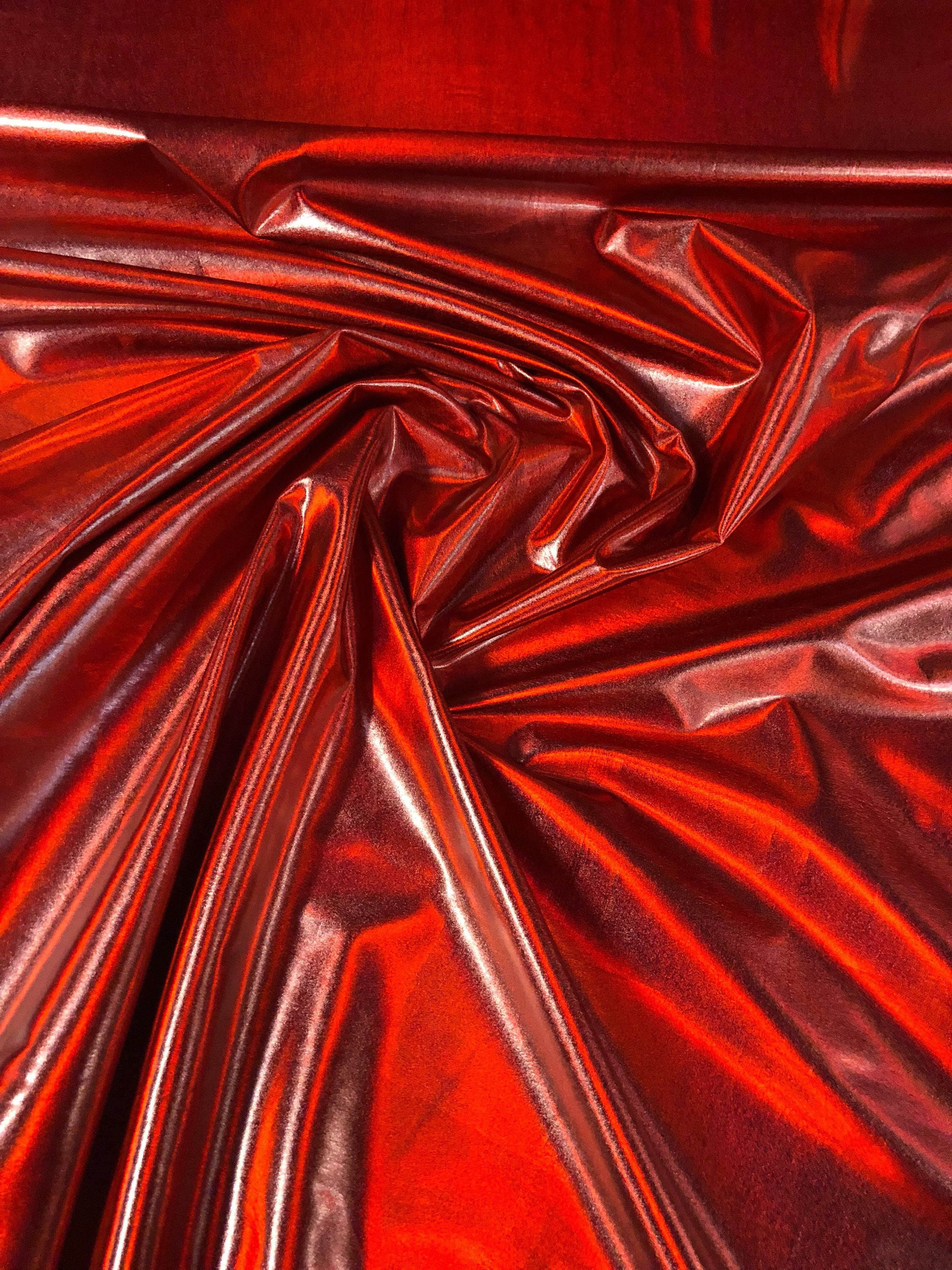 New Iridescent Red All Over Foil Metallic Nylon Spandex 4way Stretch 58/60  Sold Bu the YD. Ships Worldwide From Los Angeles California USA 