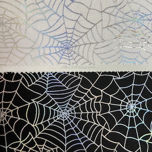 Spiderweb design hologram metallic nylon spandex 4-way stretch 58/60” Sold by the YD. Ships Worldwide from Los Angeles California USA.