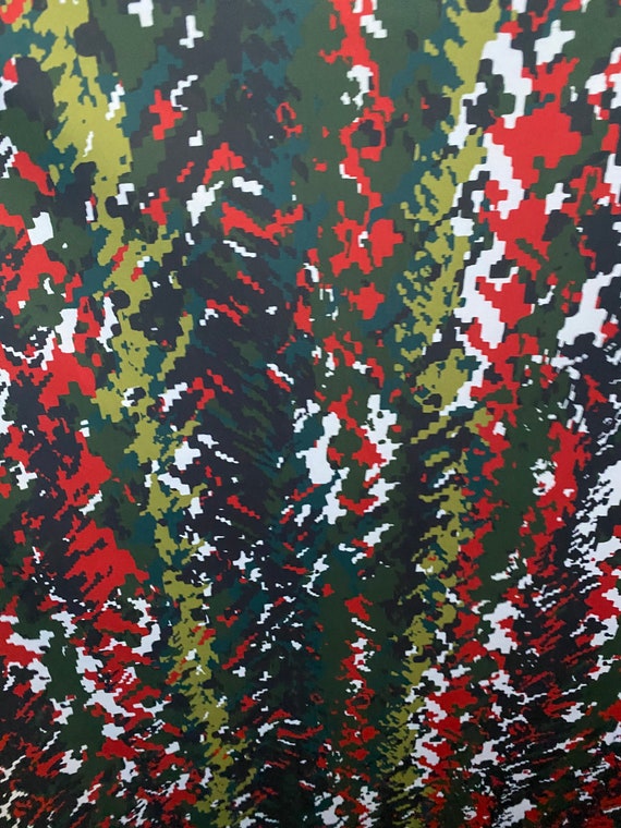 New Digital Camouflage Design Green/olive/red Print on Best