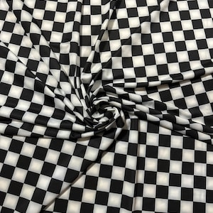 Geruit ontwerp 1&quot; maat wit/zwarte print op geweldige kwaliteit nylon spandex 4-way stretch 58/60&quot; Verkocht door de YD.