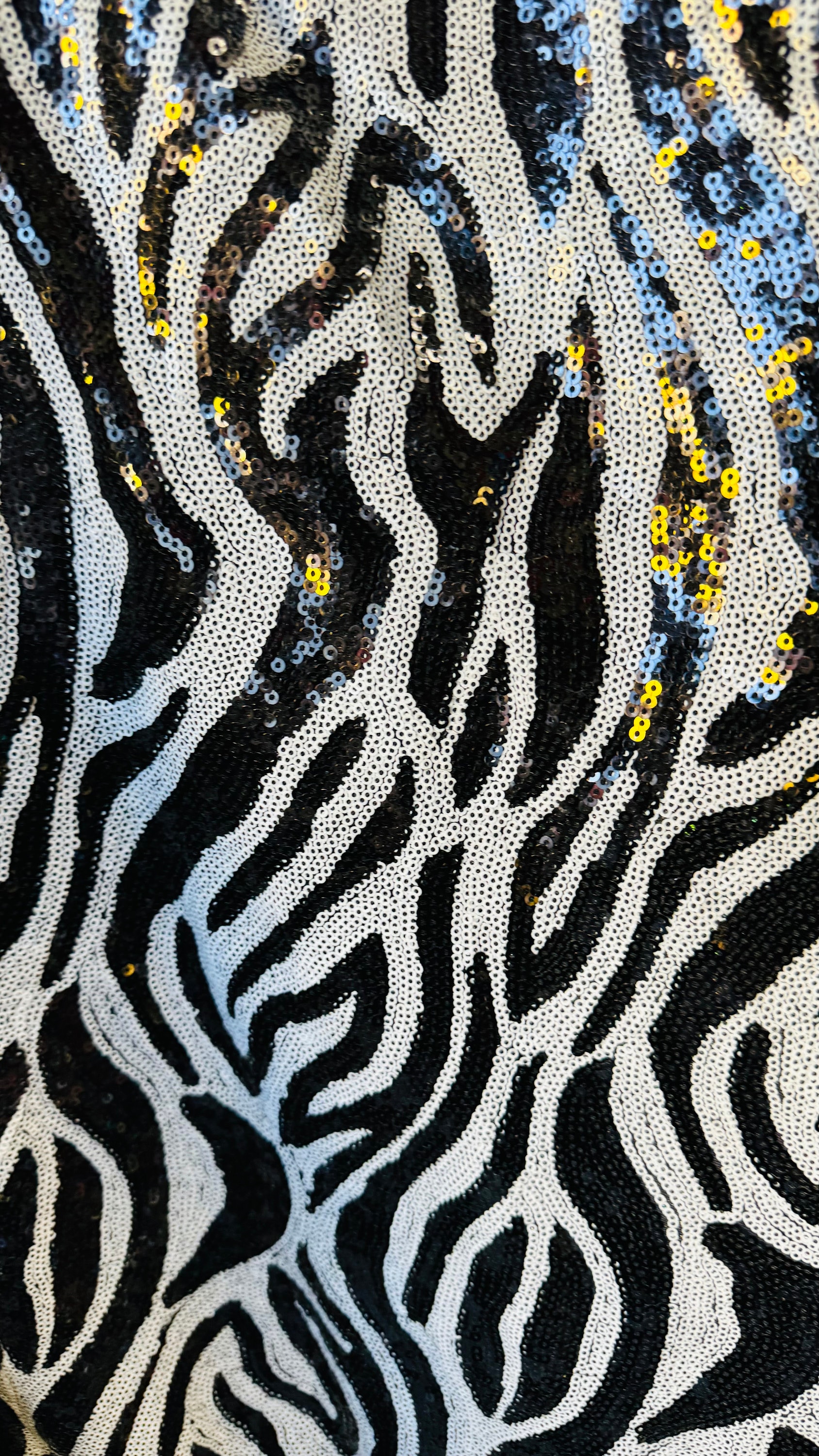 Zebra Design Exotic Animal on Spandex Sequins All Over Embroidered