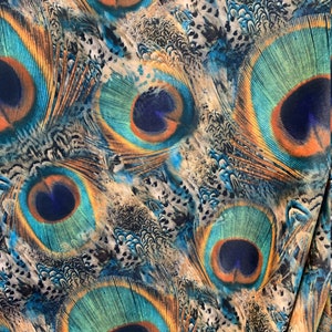 Nylon spandex Peacock design Multicolors 4way stretch 58/60&quot; Sold by the YD. Ships worldwide from L.A CA