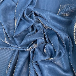 New Metallic mesh Blue/silver & Black/silver see through fabric 2-way stretch 58/60” Sold by the YD. Ships Worldwide from Los Angeles