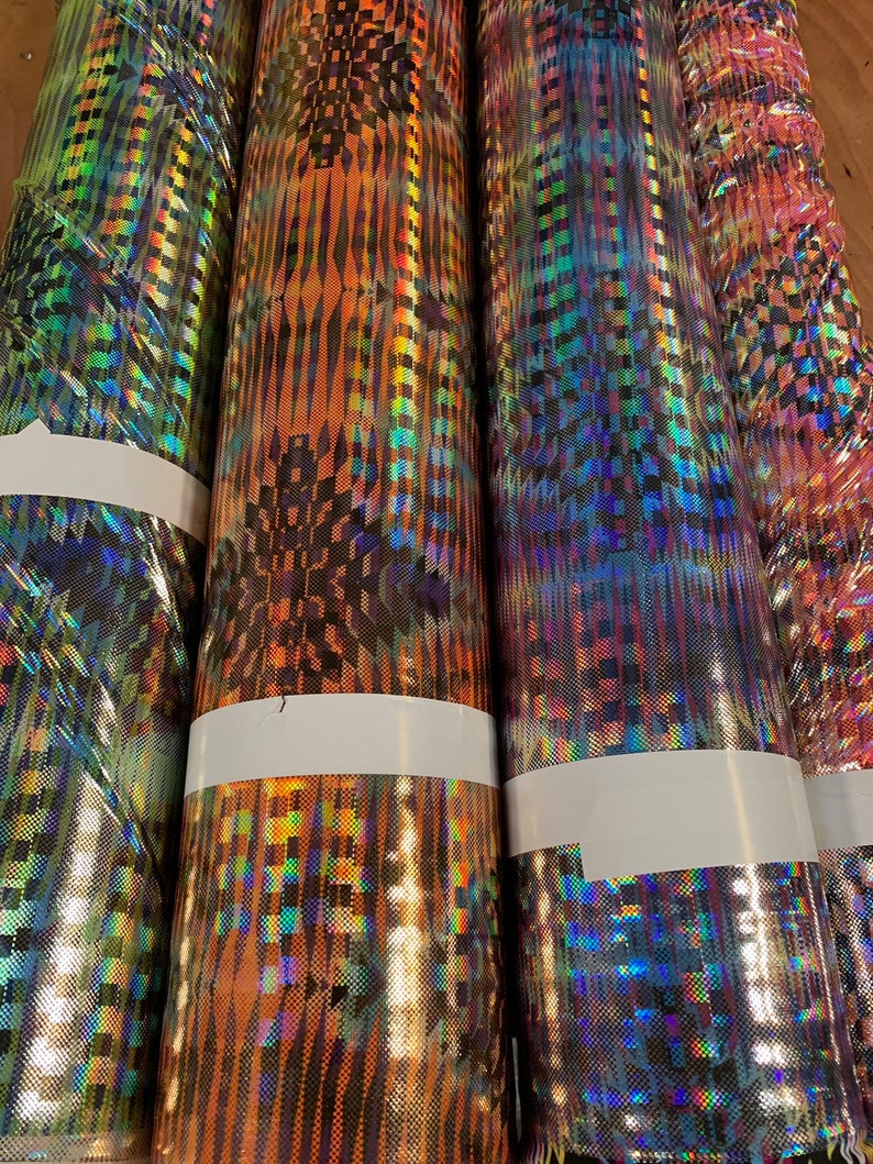 Ships worldwide from Los Angeles CA USA New 3D hologram diamond design iridescent metallic nylon spandex 4way stretch 5860 Sold by the YD
