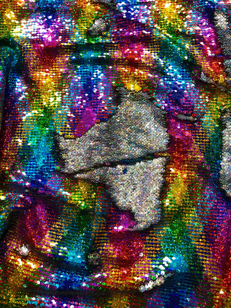 New Rainbow Sequins Mermaid Reversible Sequins Rainbow/silver Etsy