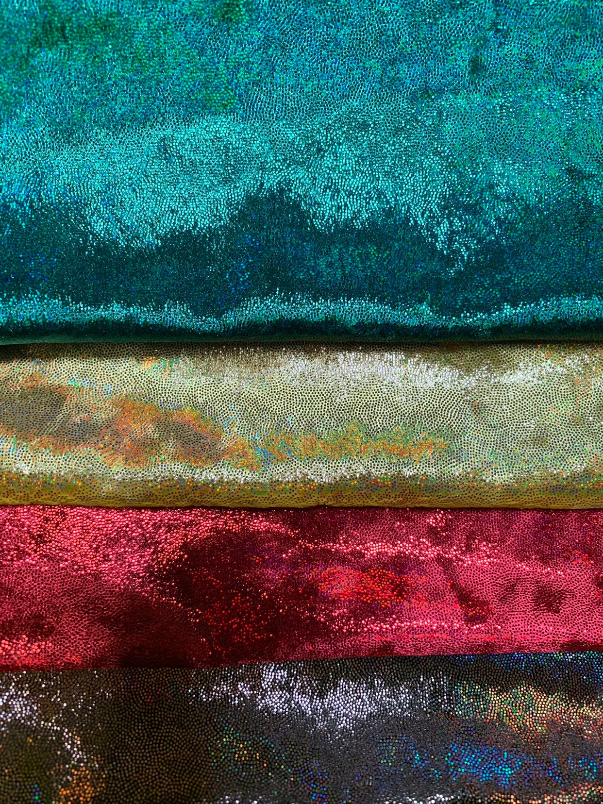 Iridescent Foggy Foil Fabric - Oil Slick 58/60 Stretch Foil Velvet Fa