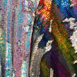 New colors flip up sequins reversible sequins 5mm in spandex base 58/60&quot; Sold by the YD. Ships worldwide from Los Ángeles California USA