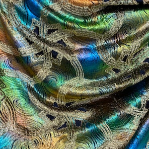 New luxury Silk burnout velvet tie dye with metallic lurex 50/52” Sold by the YD. Ships worldwide from Los Angeles California USA.