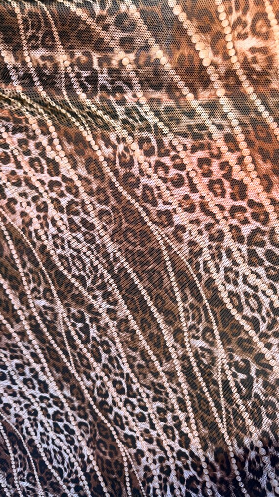New Exotic Metallic Leopard Design Poly Spandex 4-way Stretch 58