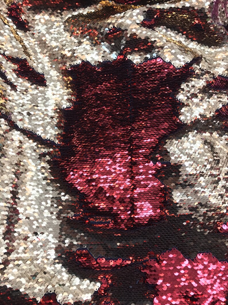 Reversible Flip up Sequins Red/gold 5mm Sequins on Spandex - Etsy