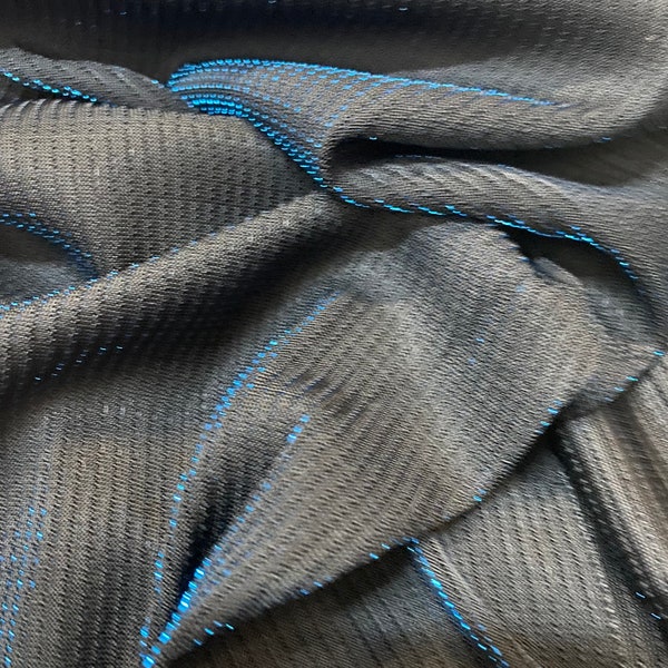 New Metallic mesh Black/Teal & Black/Silver see through fabric 2-way stretch 58/60” Sold by the YD. Ships Worldwide from Los Angeles