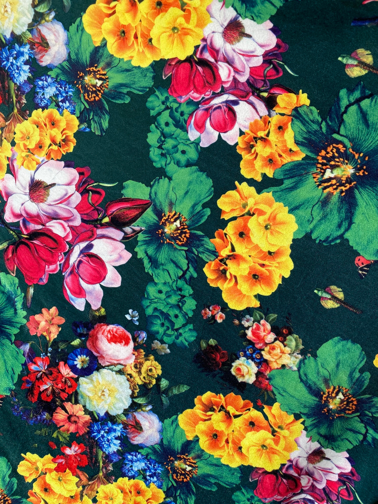 Multi Flower Design New Romantic Multi Flower Design Jade/multi Print on Stretch Velvet 4 ...