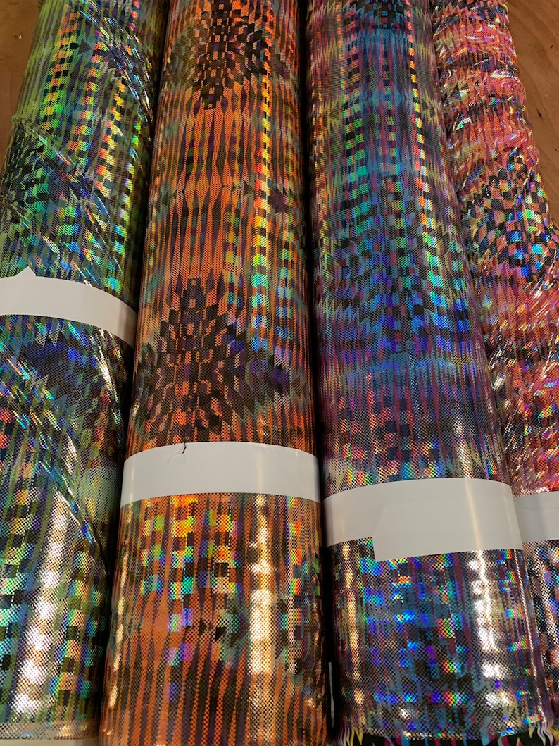 Ships worldwide from Los Angeles CA USA New 3D hologram diamond design iridescent metallic nylon spandex 4way stretch 5860 Sold by the YD