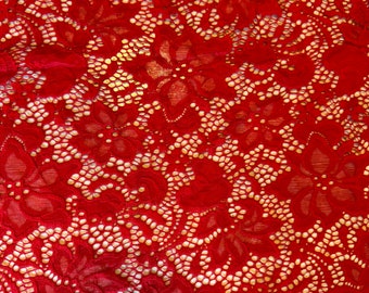 Red Victoria lace 4-way stretch 58/60” High quality fabrics by AlexLAFabrics