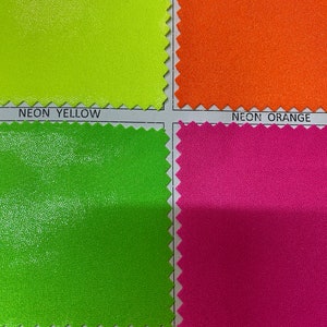 New Neon colors nylon spandex w/foggy foil 4-way stretch 58/60” Sold by the YD. Ships worldwide from Los Angeles California USA.