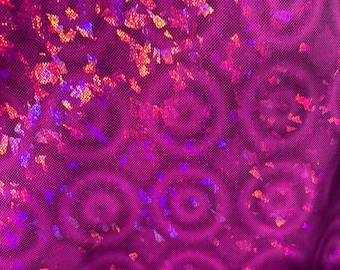 New hologram 3D disco design shattered glass hot pink metallic nylon spandex 4-way stretch 58/60” Sold by the YD. Ships worldwide from L.A