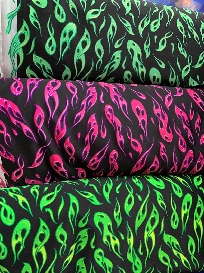 New Modern Fire Flame Design Print on Heavy Nylon Spandex 4way Stretch ...