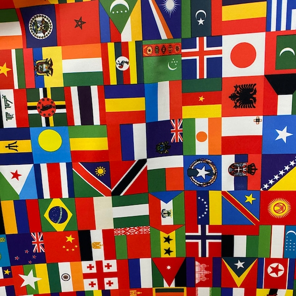 Internacional multi flags design print on best quality of nylon spandex 4-way stretch 58/60” Sold by the YD. Ships Worldwide from L.A CA