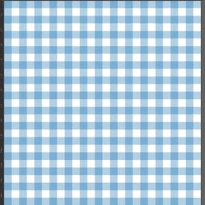 K&ouml;nnte beinhalten: Ein blaues und wei&szlig;es Gingham-Muster. Das Muster besteht aus abwechselnden blauen und wei&szlig;en Quadraten.