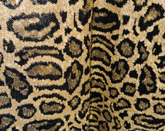 Exotic Leopard sequins design embroidered on stretch mesh 4-way 55/57” High quality fabrics by AlexLAFabrics