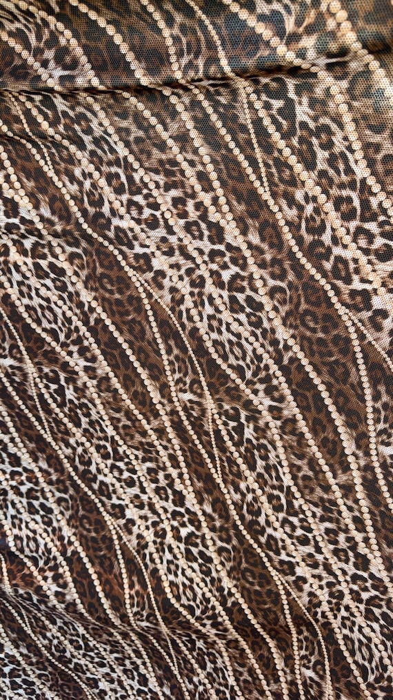 New Exotic Metallic Leopard Design Poly Spandex 4-way Stretch 58