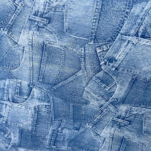 Jeans Design Denim Looking Print on Vinyl Non Stretch Heavy Weight 58/ ...