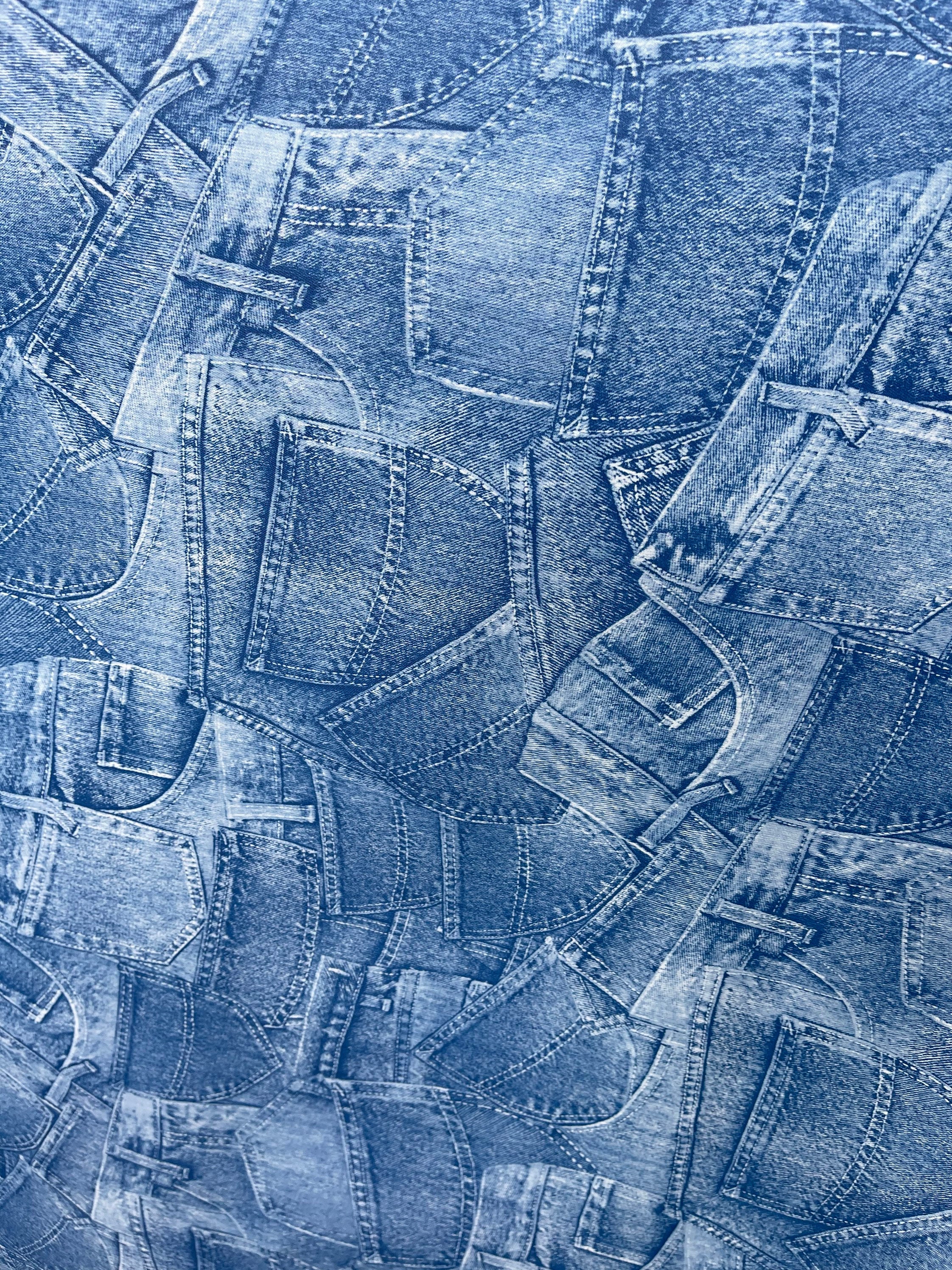Jeans Design Denim Looking Print on Vinyl Non Stretch Heavy Weight
