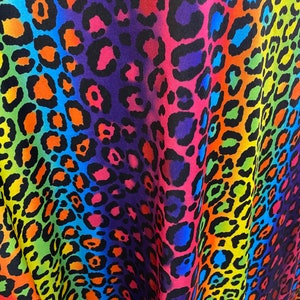 New Exotic rainbow leopard design print on great quality of nylon spandex;-way stretch 58/60” Sold by the YD. Ships Worldwide from L.A CA