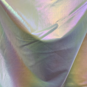New Lacer Foil Iridescent White Unicorn Metallic Spandex 4-Way 58/60&quot; Sold By The YD. Ships Worldwide From Los Ángeles California USA.